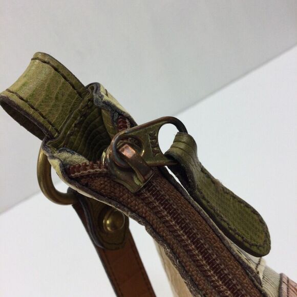 Brahmin Women Amira Hobo Shoulder Bag Leather Croc Embossed Brown Cream Metallic - Picture 11 of 14